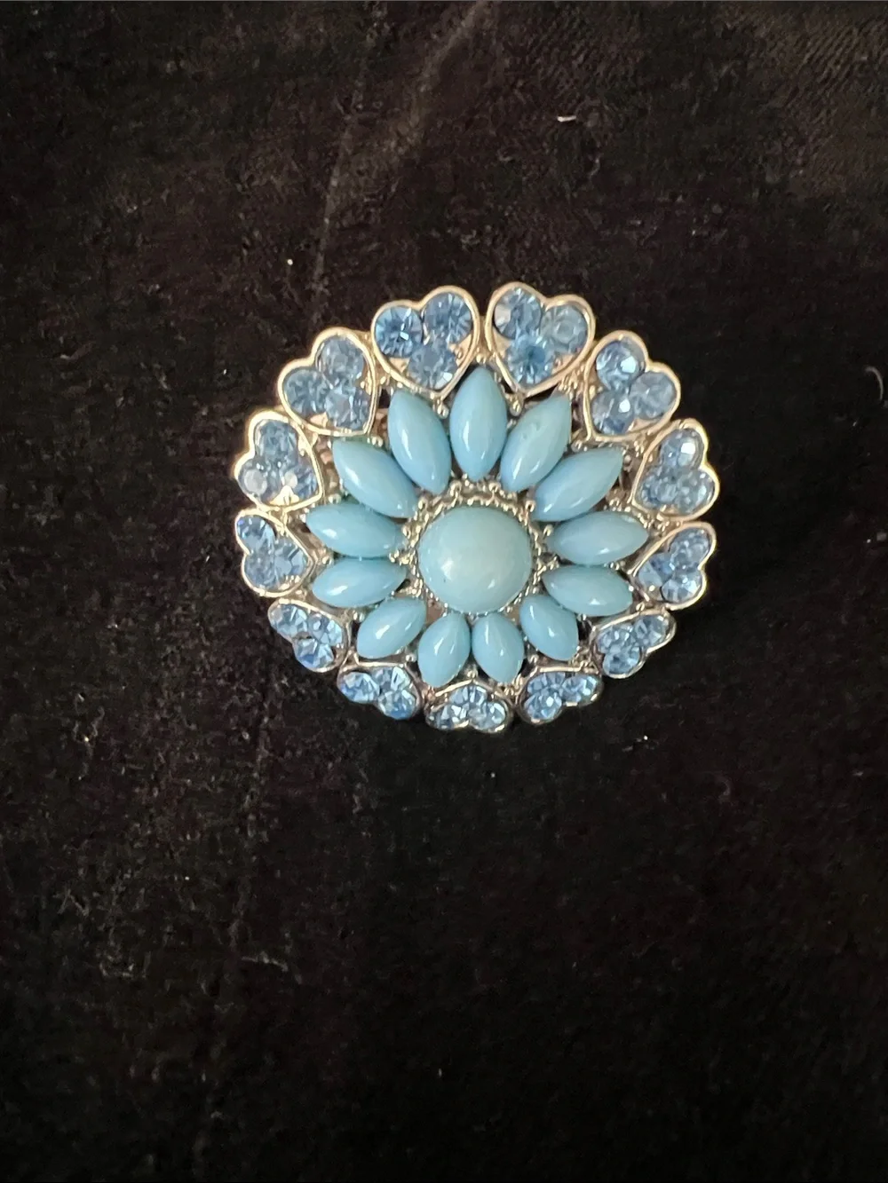 Blue Floral Statement Ring with elastic band